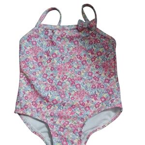 SHEIN Pink and Blue One Piece Floral Swimsuit